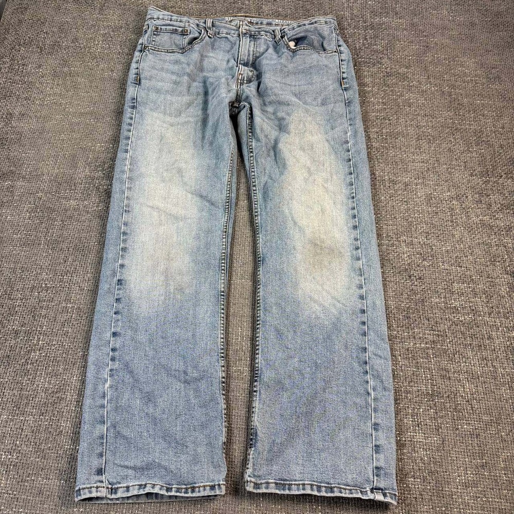 Signature by Levi Strauss S61 Relaxed Straight Jeans Mens 33x32 Light Wash Blue